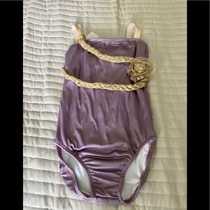 Metallic lilac & gold-embellished solo costume/leo